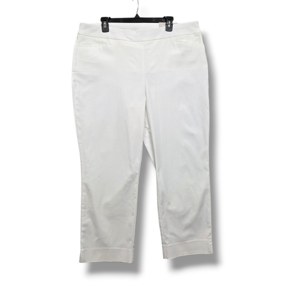 Chicos So Slimming Brigitte Slim Leg Pants Womens XL White Crop High Rise STAIN